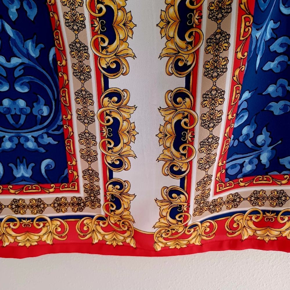 CACHE Blue & Red Blouse with Chains, size S - Picture 5 of 16